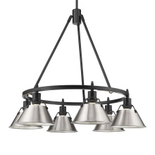 Golden 3306-6 BLK-PW - Yep by Golden Lighting Orwell 6-light Chandelier in Matte Black and Pewter shade